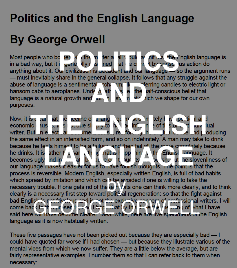 orwell politics and the english language summary